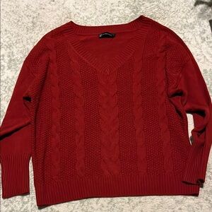 New York & Company Red V-Neck Sweater